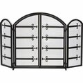 Dagan 3 Fold Arched Wrought Iron Screen with Doors, Black & Antique Gold S148